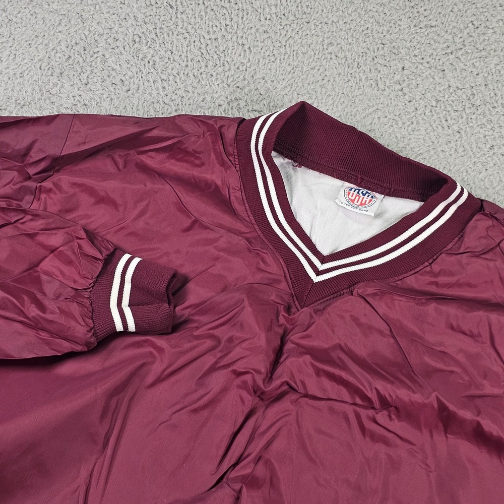 United States Apparel Pullover Jacket Mens Large Maroon Nylon V Neck Windbreaker